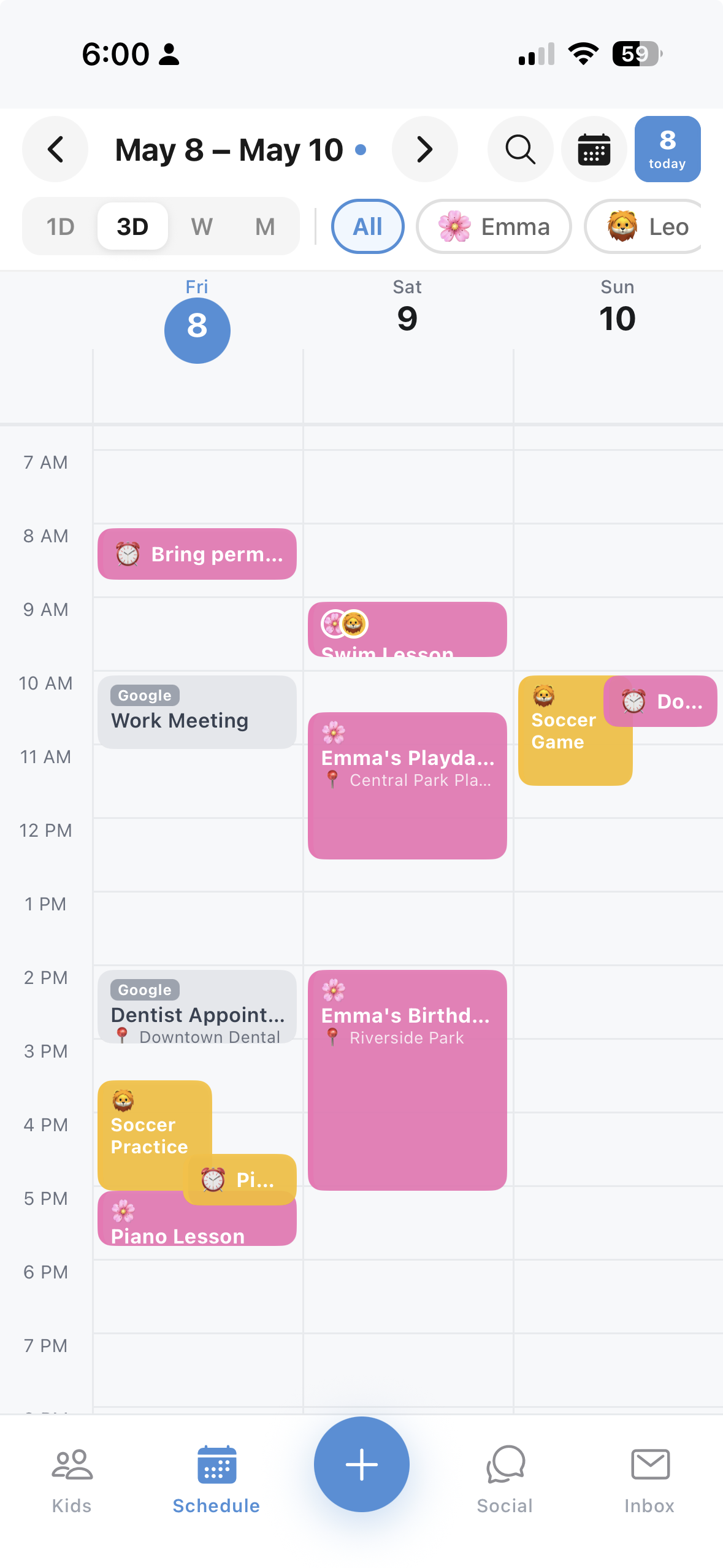 Kinora schedule
